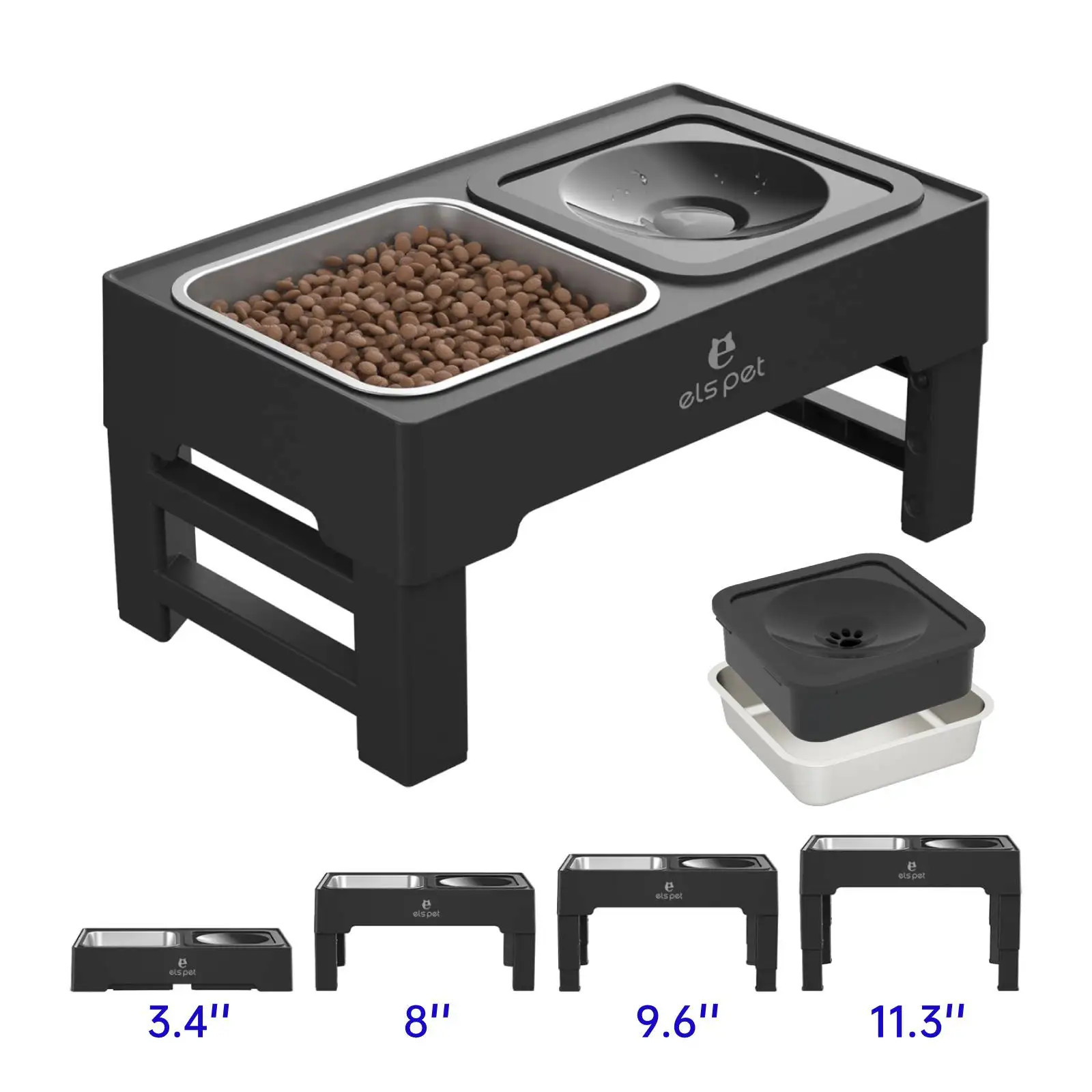 Brand Logo Custom Luxury 304 Steels Raise Bowls Stand With Pet Feeding And Drinking Bowl No Spill Slow Feeder Dog Bowls Elevated