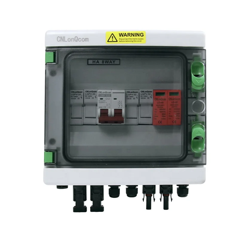 CNLonQcom 500V 2-1 32A 2 In 1 Out Plastic Solar IP65 Waterproof Box | Durable ABS Material 2 Strings Combiner Box