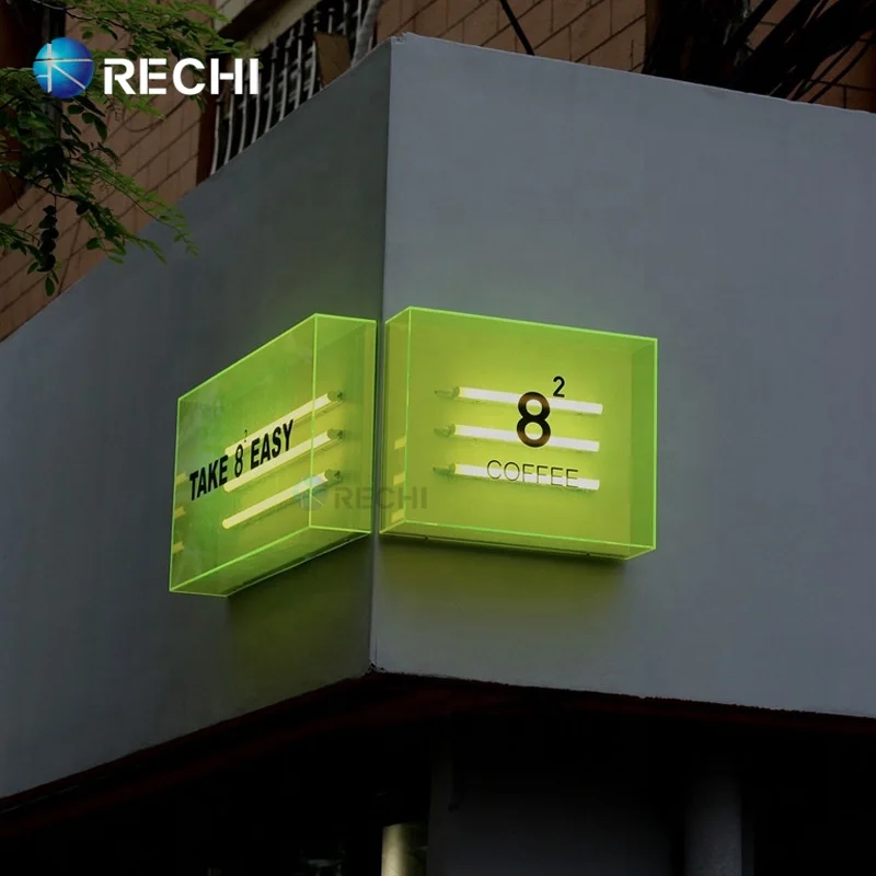 RECHI Illuminated Outdoor Shop Front Light Box Signage Acrylic LED Light Box Sign For Store Advertising Light Box Sign
