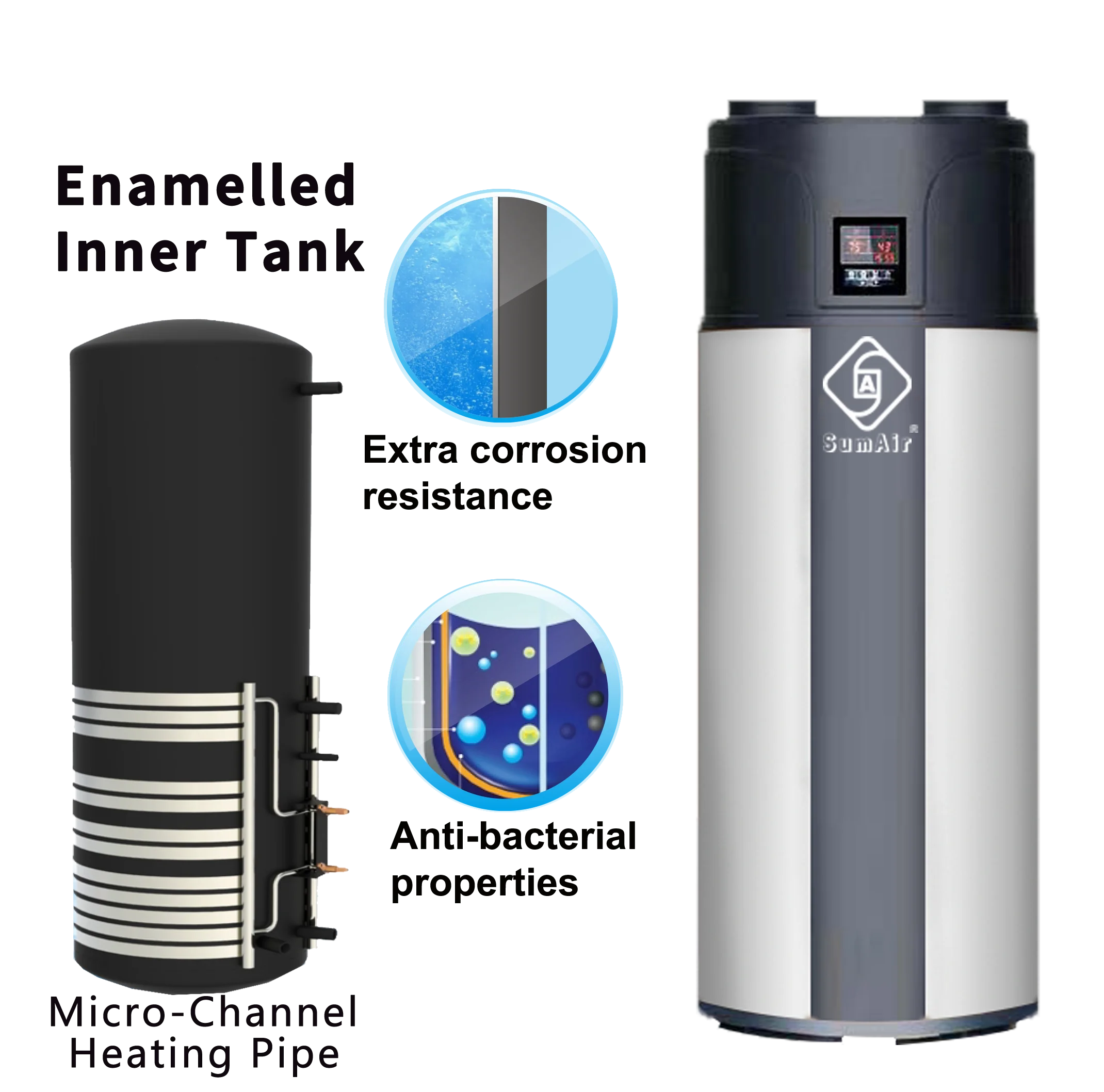 Бесшумный топор 1 кВт подогрев Wifi R290 200 л