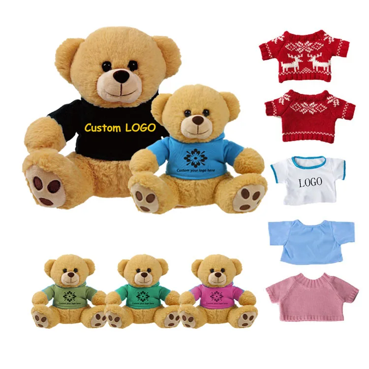 wholesale sublimation plush teddy bear t shirt Brand your LOGO custom cute stuffed soft teddy bear plush toys