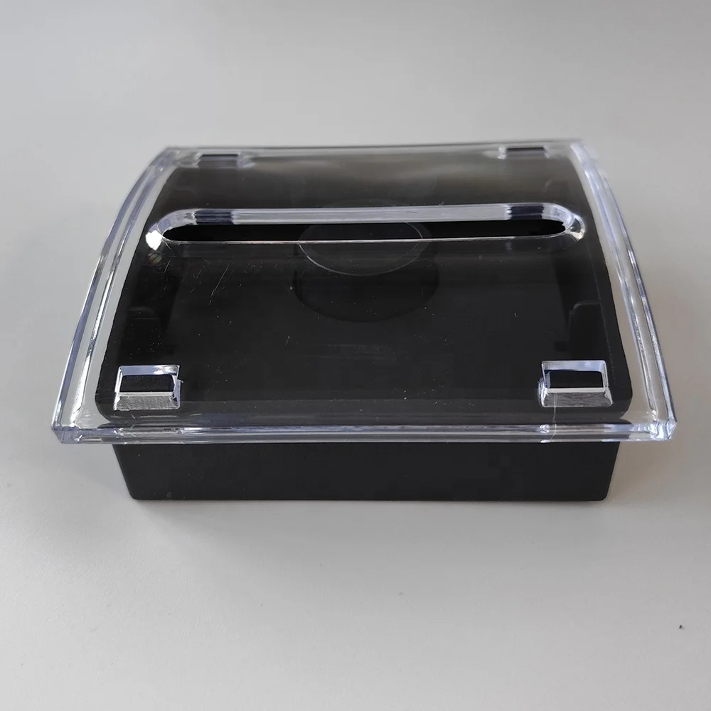 Transparent plastic notes organizer black base clear top desk sticky note container box memo notes pad holder
