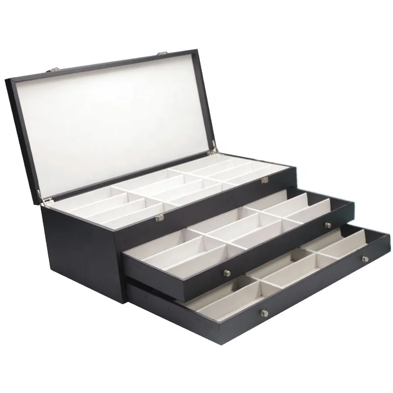
Three-layer Glasses Display Box Custom PU leather Glasses Storage Box 