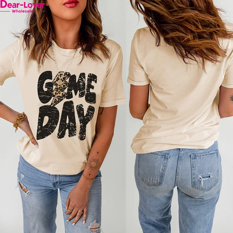 Dear-Lover Wholesale Casual Summer Game Day Short Sleeve Football Season Trendy Graphic T Shirts