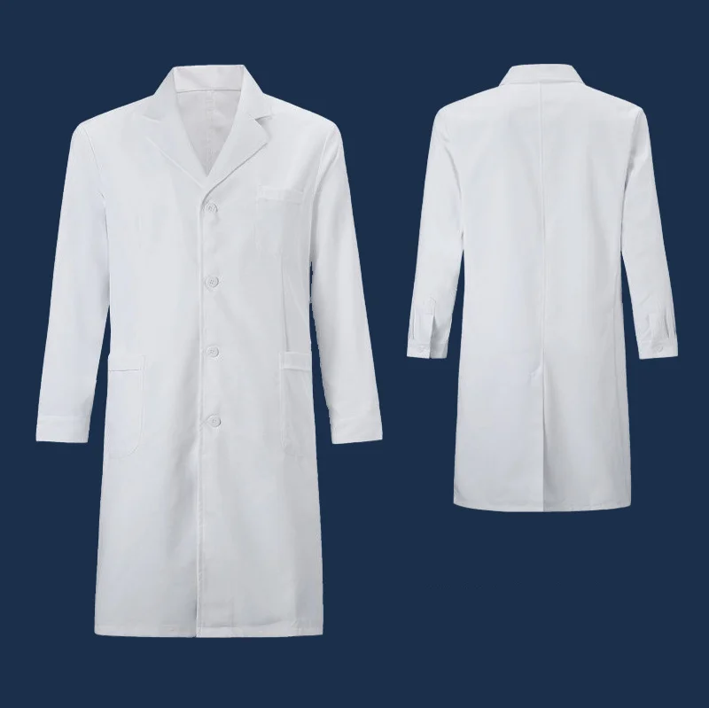 Белое пальто для мужчин и женщин с длинным рукавом Медицинская медицинская униформа медсестер коротким оптовая продажа медицинское