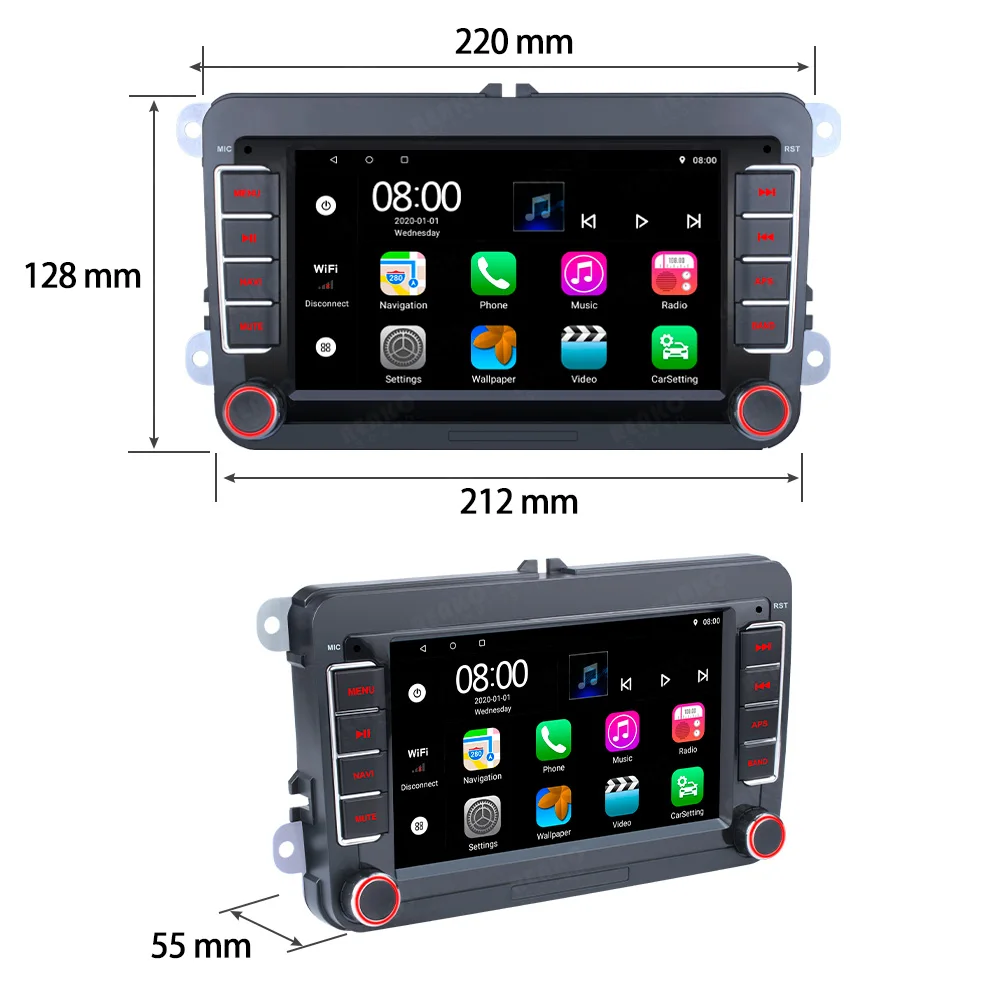 7 Inch 2Din Android Car Radio Power Amplifier Support Wireless Carplay GPS Wifi Split Screen Phone Link FM For VW Car Navigation