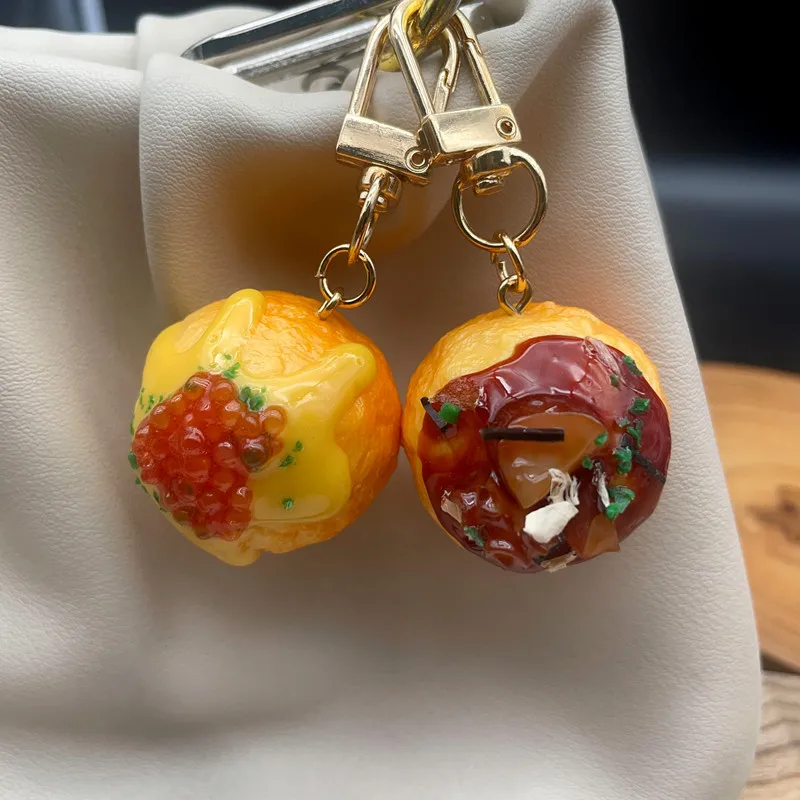 Realistic food keychain Japanese salmon sushi nori rice octopus balls shape pvc keychain