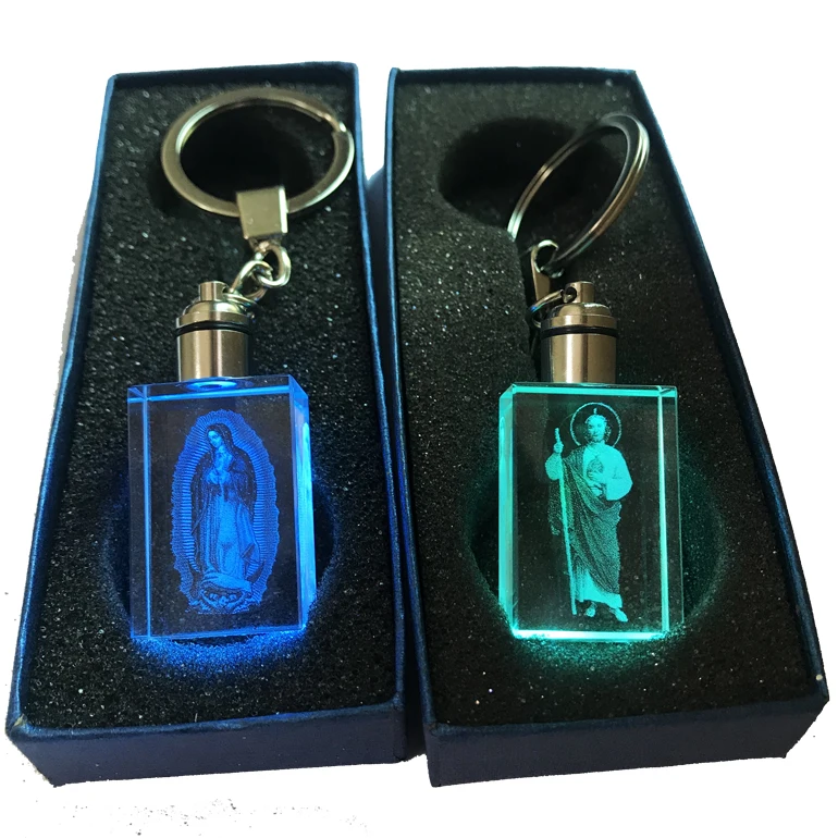 customized carved Our Lady of Guadalupe San Judas Tadeo carabiner religious key chains with flashlight