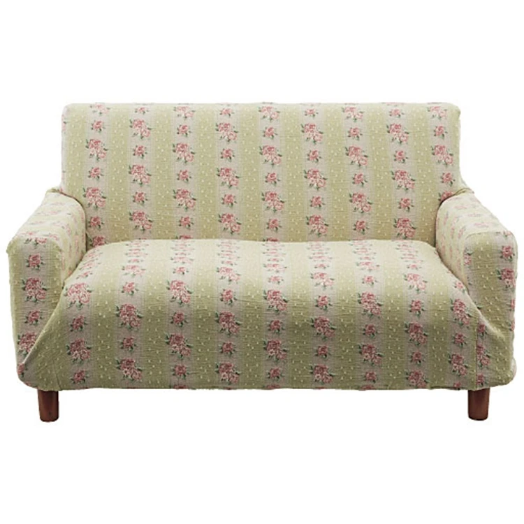 Классический растягивающийся чехол для дивана, жаккардовый чехол для дивана в стиле 80-х с цветочным узором, розового и зеленого цветов