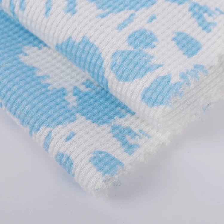 
Customized Spring Summer White Fashion Elasticity Waffle Modal Spandex Printed Fabric For Garment 