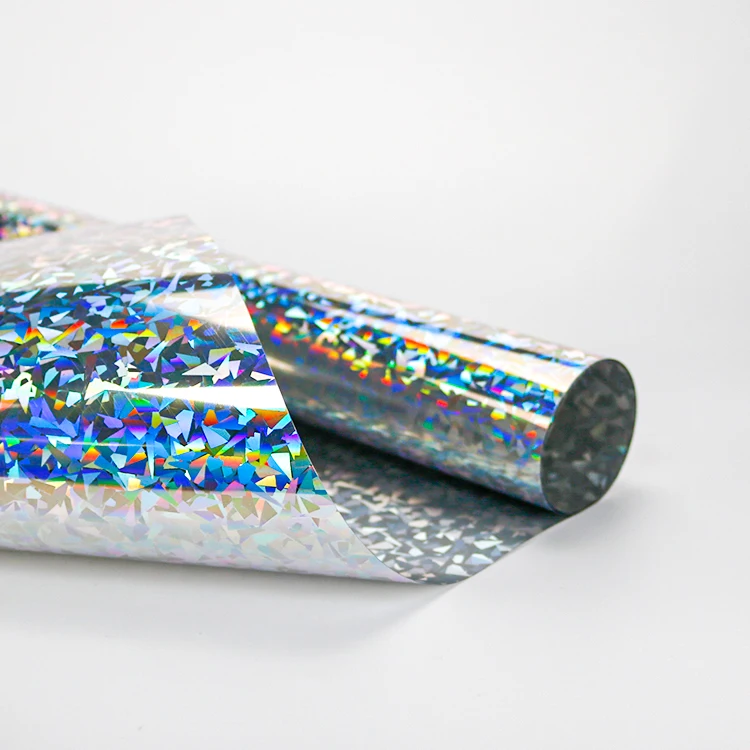 GSL005 shattered glass holographic silver HTV TPU heat transfer flex vinyl printing on tshirt fabric textile