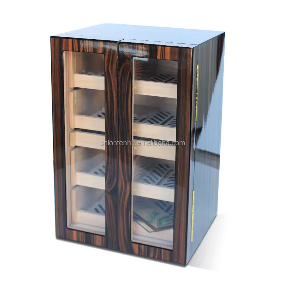 Loten 2024 New design american style glass cigar cabinets 100 cts wooden cigar humidors for sale used humidor cabinet