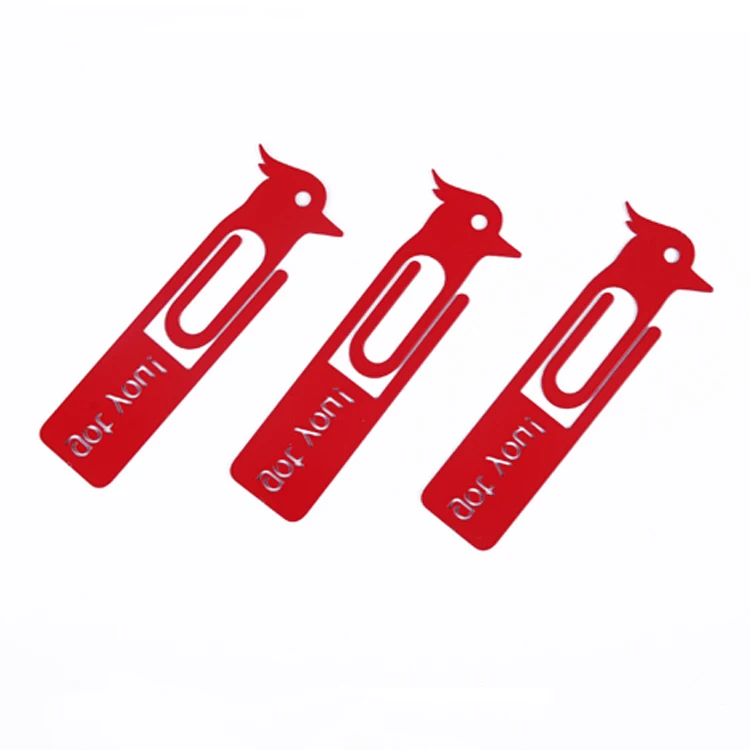 Factory Customized bird shape  with Logo carving metal bookmark promotional gifts