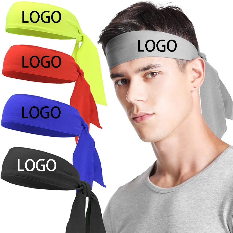 Wholesale Custom logo Workout Tennis Run Head Edge Scarf Sweatband Sports Elastic Tie Back Headband For Men Women