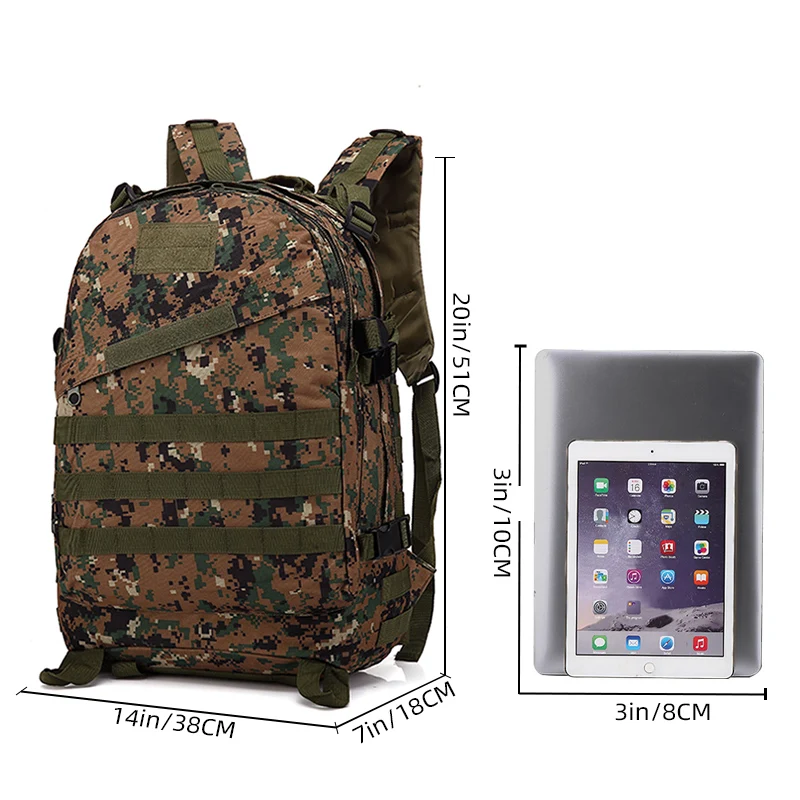 Trekking 40L Waterproof Camouflage 900D Oxford Camping Climbing Sport Travel Molle Rucksack Outdoor 3D Tactical Backpack