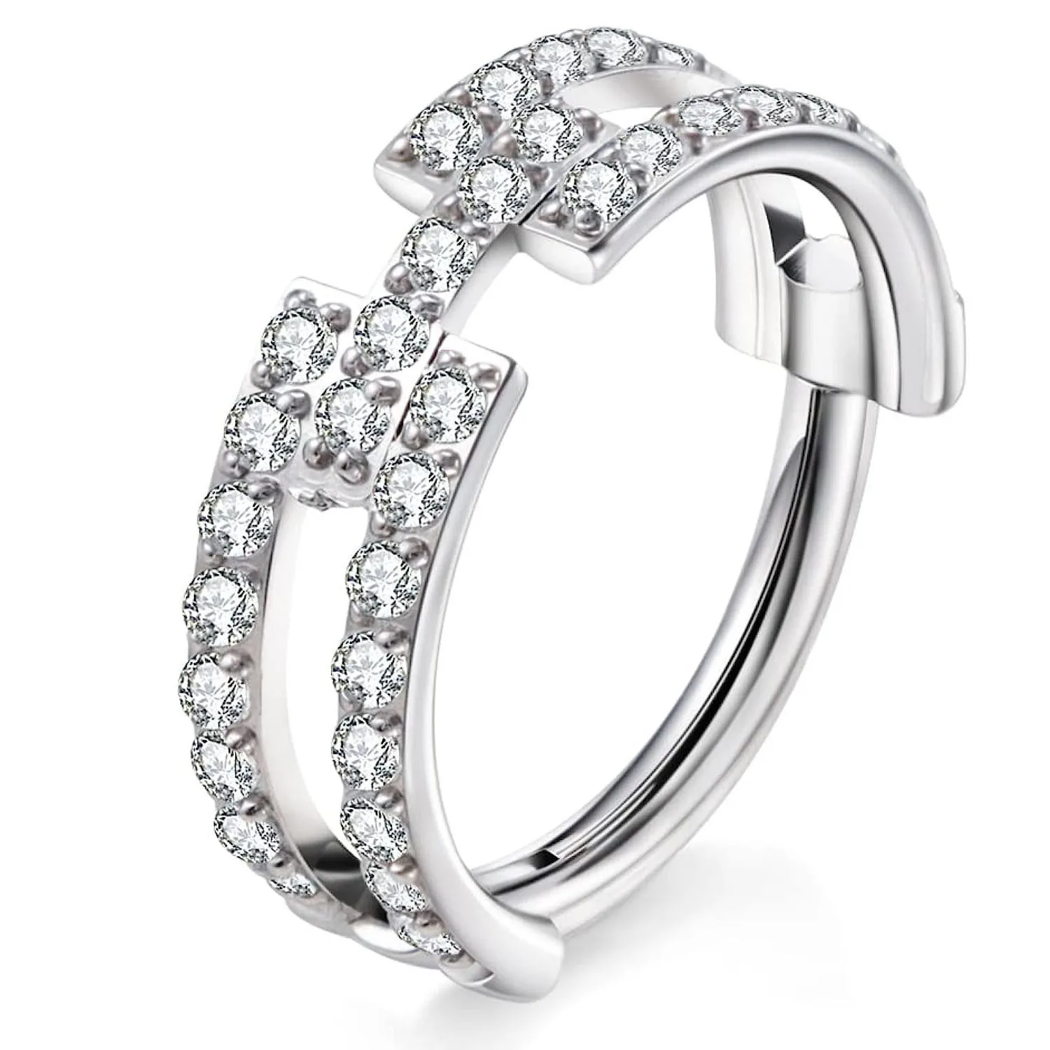 G23 Titanium Cartilage Earrings with Cubic Zirconia Nose Rings Piercing Jewelry Rings Helix Lobe Lip Nose Ring