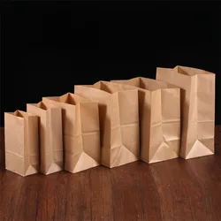 Индивидуальные Экологически чистые пакеты из крафт-бумаги, персональные пищевые пакеты для выпечки, шоппинга с ручками, упаковочный бумажный пакет для ресторана