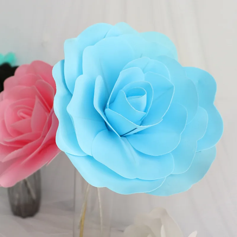 30cm to 80cm Artificial Giant PE Foam Rose Flower Heads With Stem for Window Wedding Decor