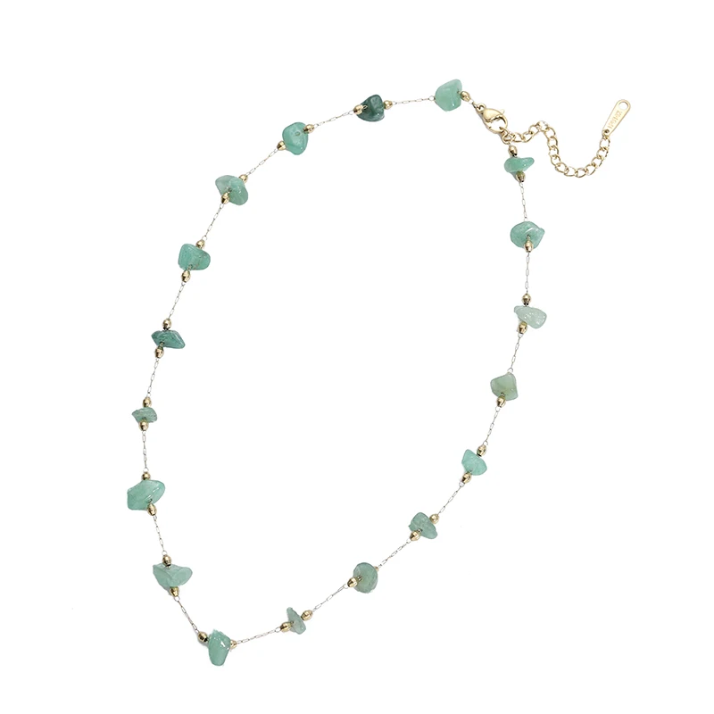 Spot Wholesale Non-tarnish Stainless Steel Plating 14k Golden Natural Stone Crystal Necklace Healing Jewelry