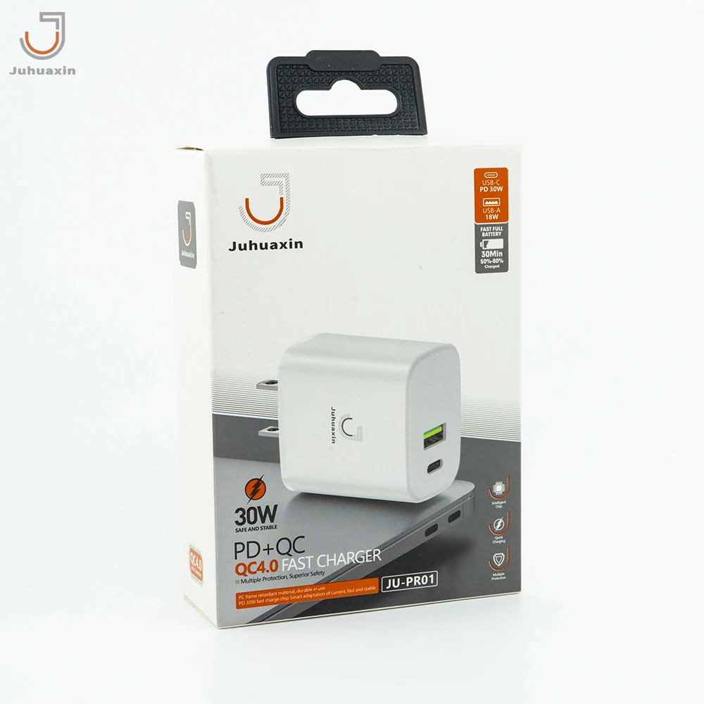 Wholesale Price JU-PR01 Fast Charging Portable Charger Adapter QC 4.0 Dual Output Charger for iPhone Samsung