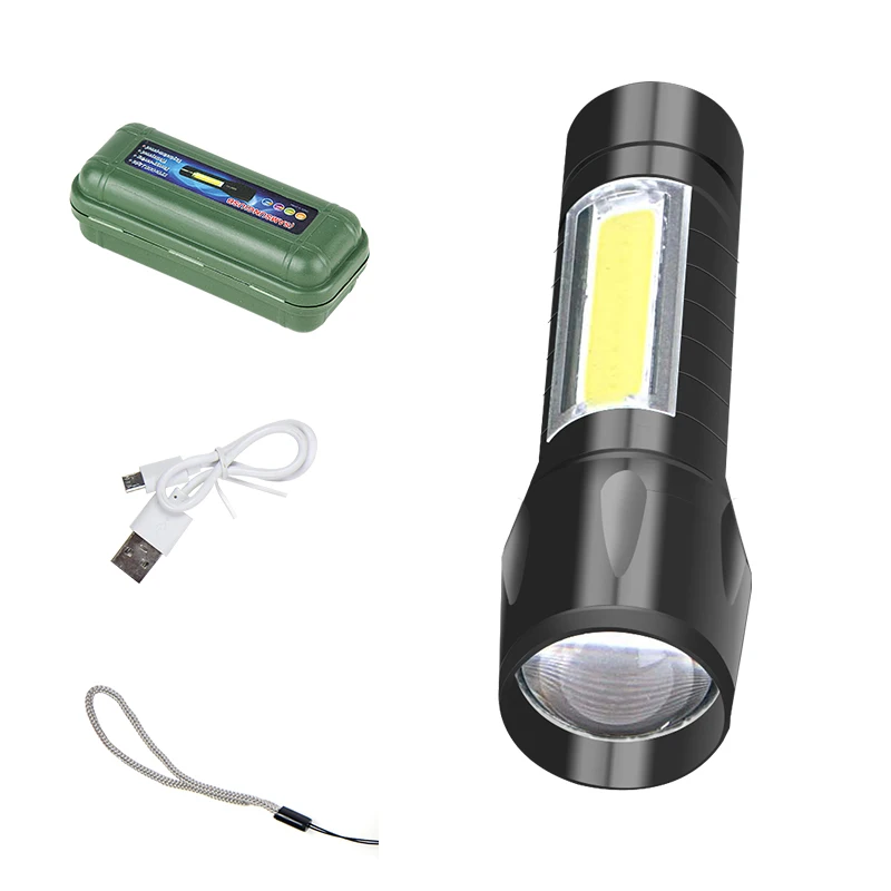 High power led  torch light USB Rechargeable T6 +COB LED  handle led flashlight zoom rechargeable LED Flashlights