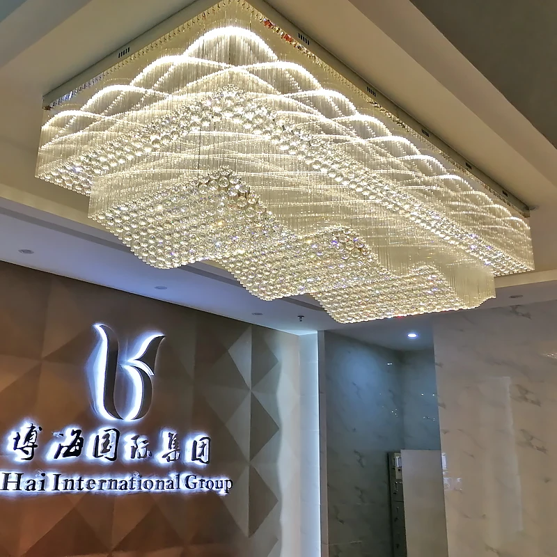 Modern Style Villa Show Room Banquet Hall Custom Project Luxury K9 Crysal Ball Led Ceiling Chandelier