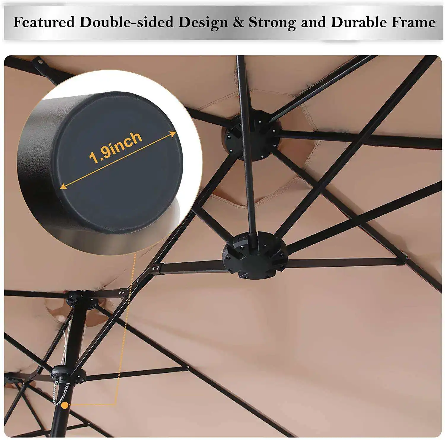 Double Parasols Balcony Large Beach Garden Patio Umbrella with Crank