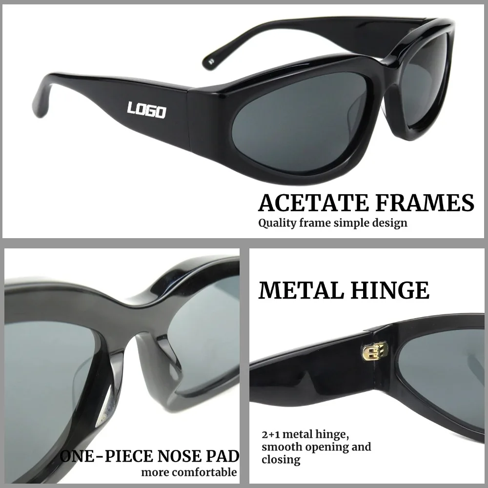 Super September Event Exclusive High-end eyewear Custom brand Fashion Sunglasses Manufacturers y2k Acetate Cat Eye Frame Women