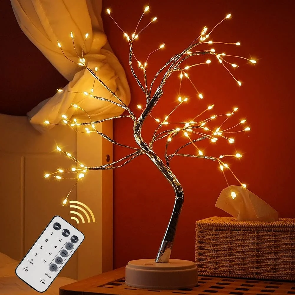 Fairy Desk Table Lamp Christmas tree led light Remote Control Timer Firefly Sparkly Tree Lamp Spiral Crystal Xmas Holiday Decor