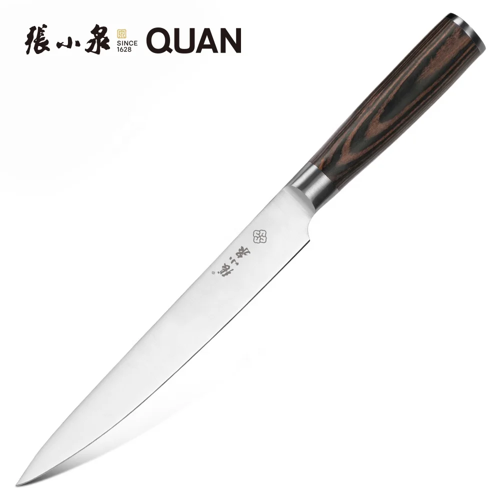 Kitchen knife manufacturer high grade stainless steel blade black pakkawood handle 8 inch slicing knife