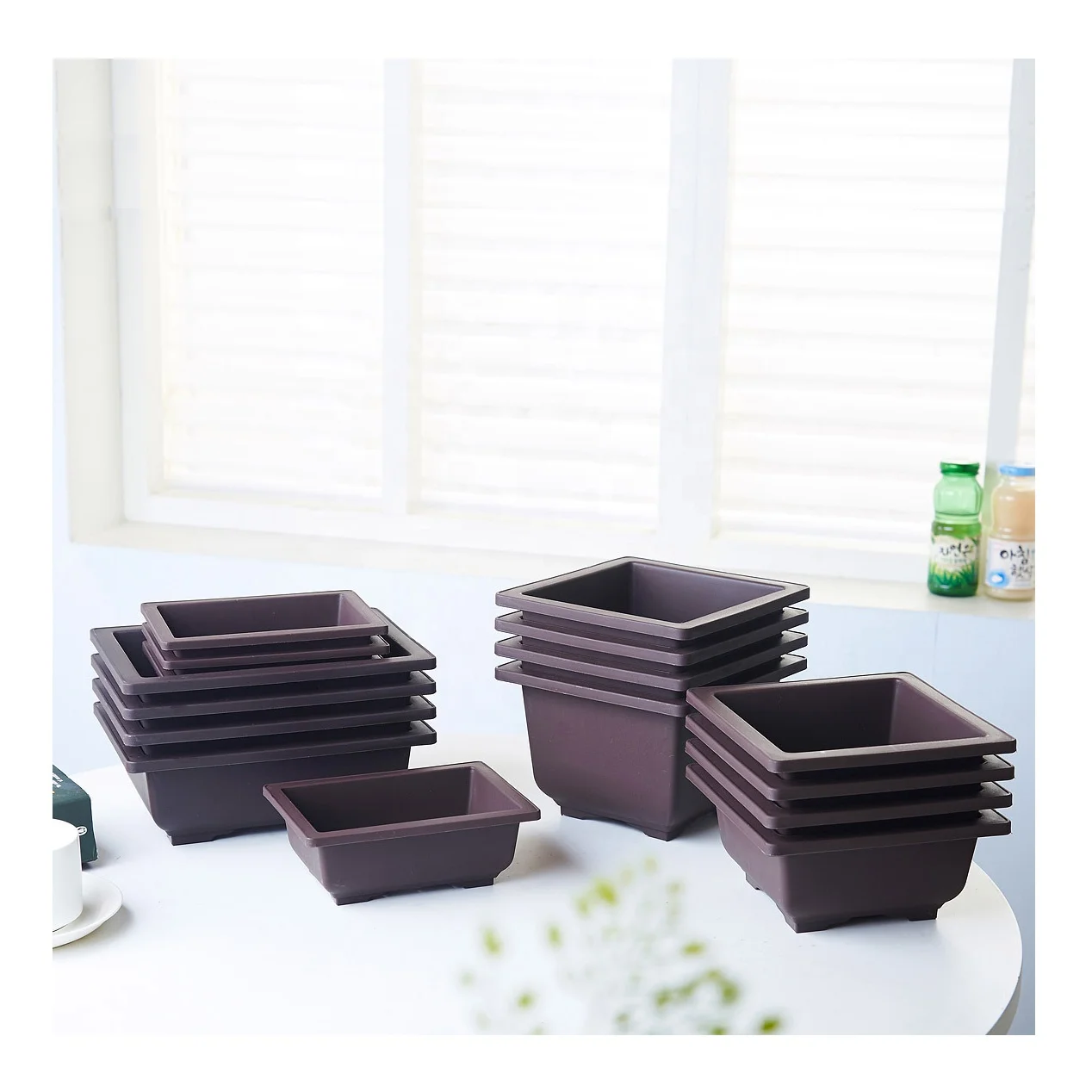 Garden Square Rectangular Plastic Container Succulent Bonsai Training Terracotta Pot Saucers