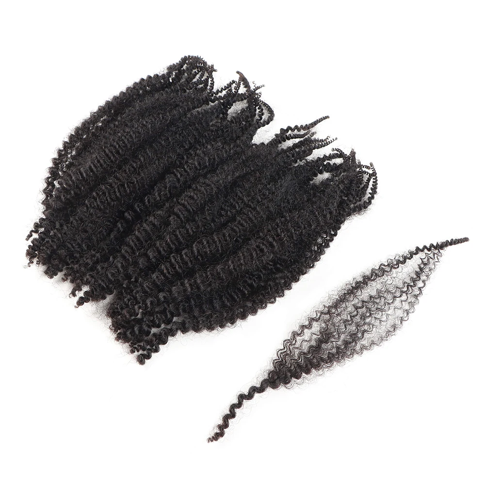 VAST 16 Inch Pre-Separated Springy Afro Twist Hair 100% Human Hair Natural Black Marley Twist Crochet Braiding Hair