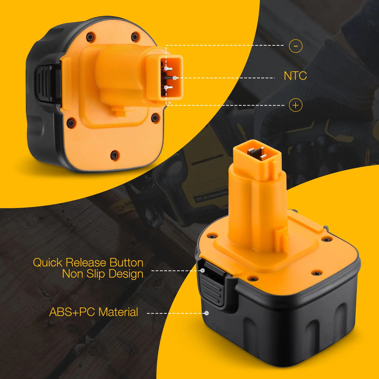 Замена 12 В 3.7ah Ni-MH для Dewalt инструментальная батарея DW9071 вольт DW9072 DC9071 DE9037 DE9071 DE9072 DE9074 DE9075