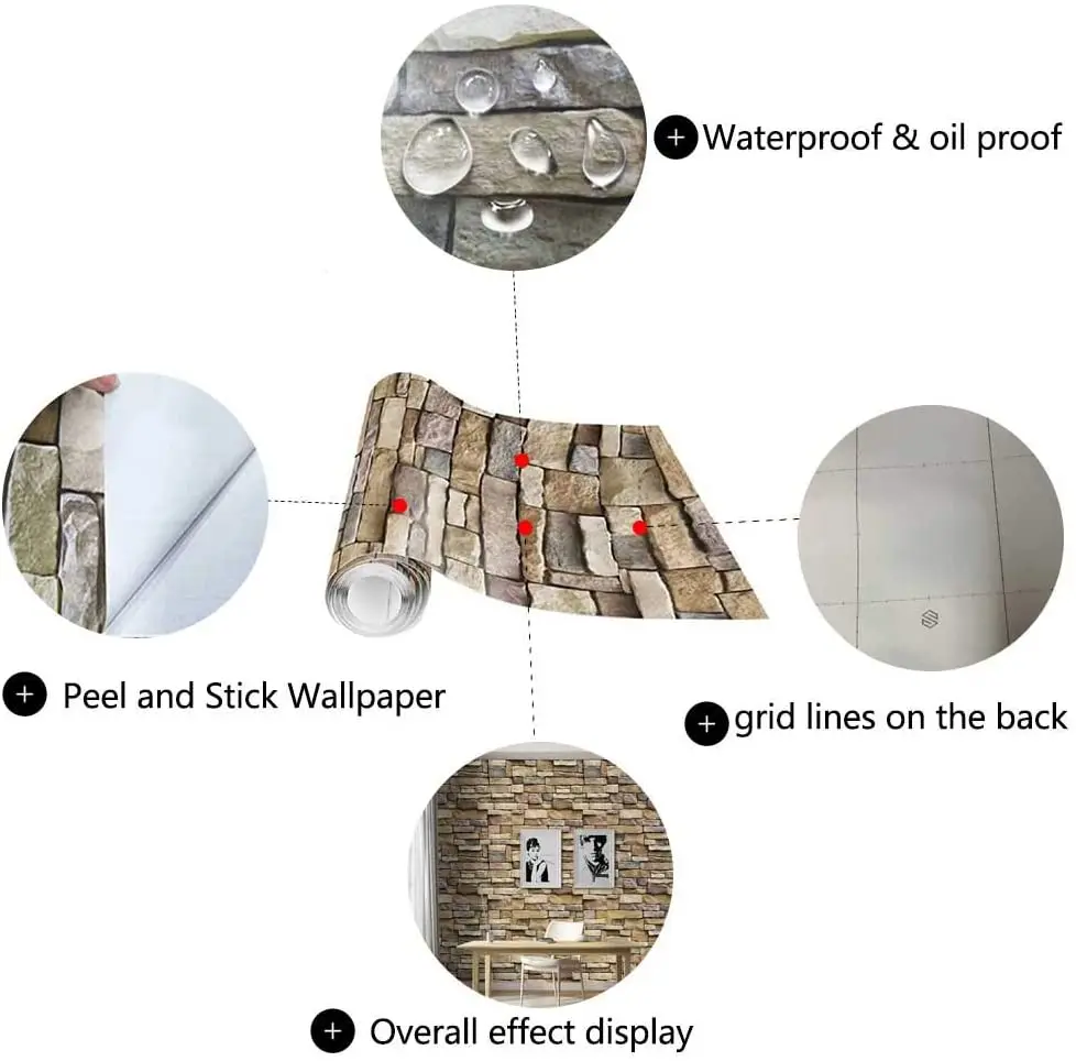 3D Brick PVC wall paper rolls brick self adhesive wallpaper decorative film for house and office decorative