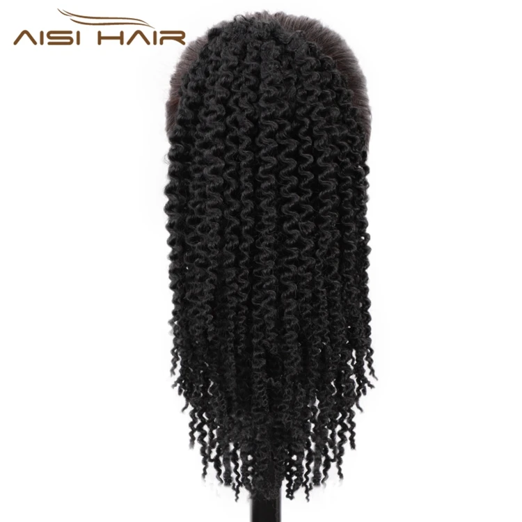  Aisi Hair афро кудрявые волосы из синтетического волокна удлинитель волос кулиска Короткие Черные Кудрявые синтетические