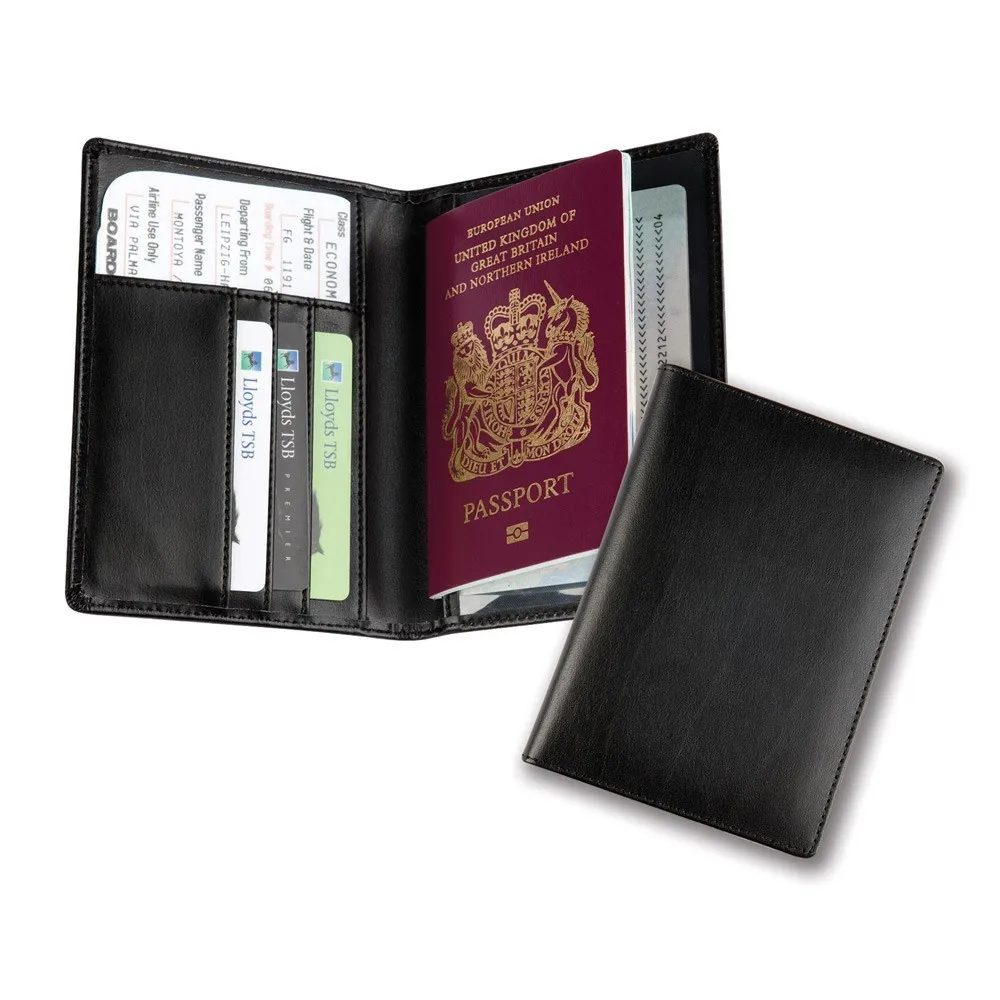 Passport holder leather Rfid blocking travel PU leather passport cover wallet