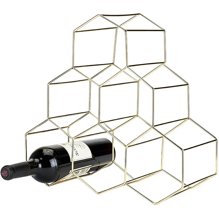 Table Wine Display Iron Metal Art Wine Rack 6 Bottles Wine Holder