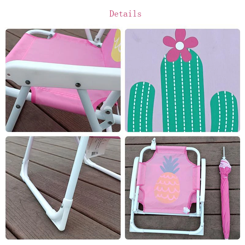 New Amazon Online Hot-selling Kid Customized Steel Carton Picture Mini Children Beach Camping Folding Chair with Umbrella