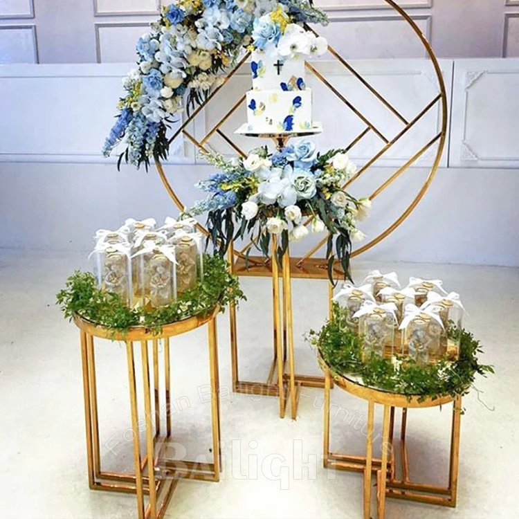 Bailight Wedding plinth stand stainless steel base square wedding cake table