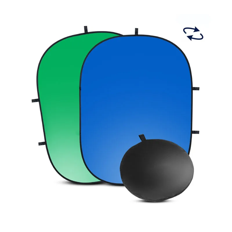 Pop Up Green Blue Reversible Collapsible Double Sided Video Background Green Screen Photography Backdrop For Photo Studio Set