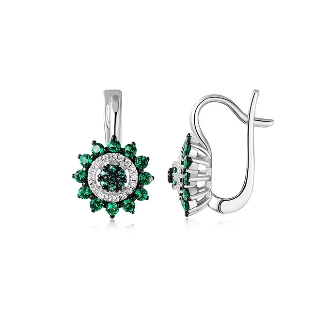 fashion Design Russia Earrings Emerald and sapphire stone earring