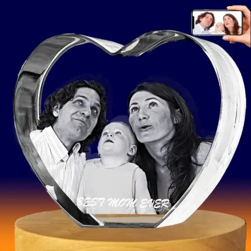 Honor of crystal Heart shaped photo frame carved crystal blank cube souvenirs k9 Crystal Cube With 3d Laser Engraved