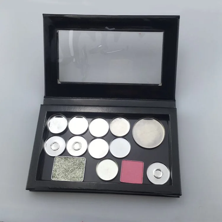 OEM neon loose pigment purple palette 26mm empty eyeshadow plastic empty eye shadow box customize my own logo low moq