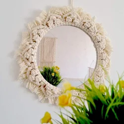 Bohemian Handmade Macrame Wall Mirror Antique Mirror Wall Art Decor For Living Room Bedroom
