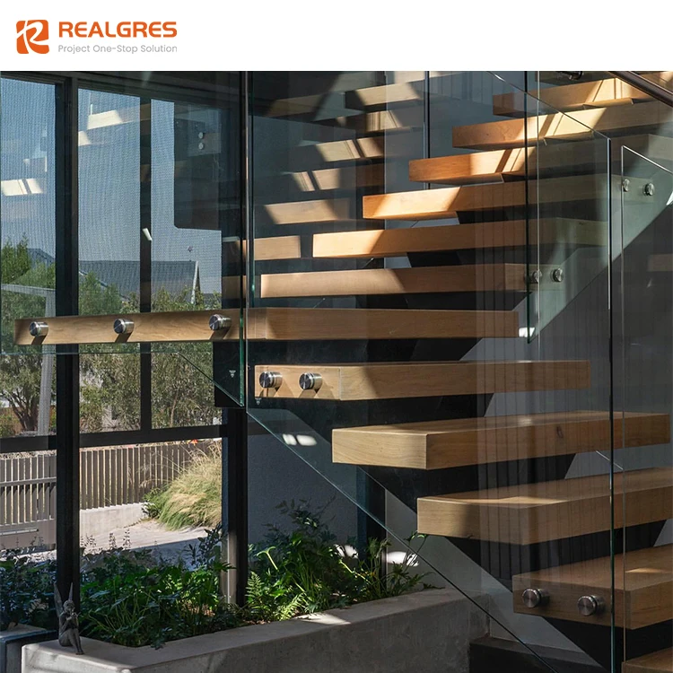 Realgres luxurious stairs home stairs interior modern wooden stair design