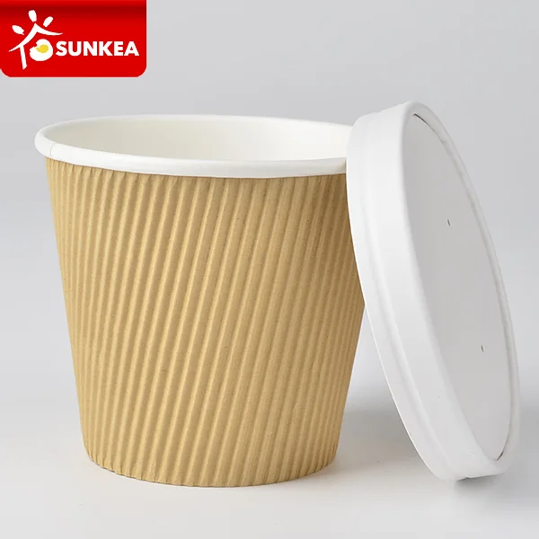 
New product corrugated soup bowl and paper lid 