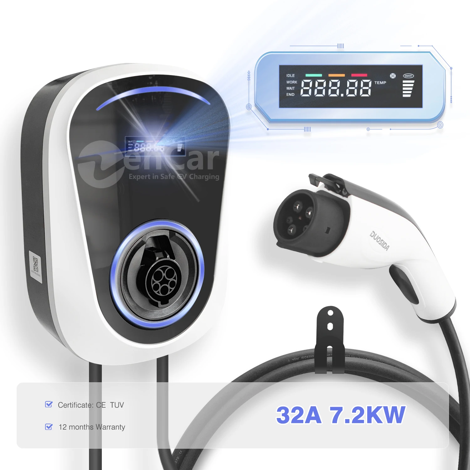 Sae j1772 тип 1 EV зарядная станция 7 2 кВт ev wallbox зарядное устройство с синей вилкой CEE и зарядкой