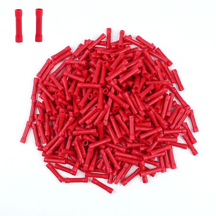 BV8 6-10mm Red Electrical Vinyl Insulated Crimping Wire Splice  Insulated Solderless Terminals Butt and Parallel Connectors