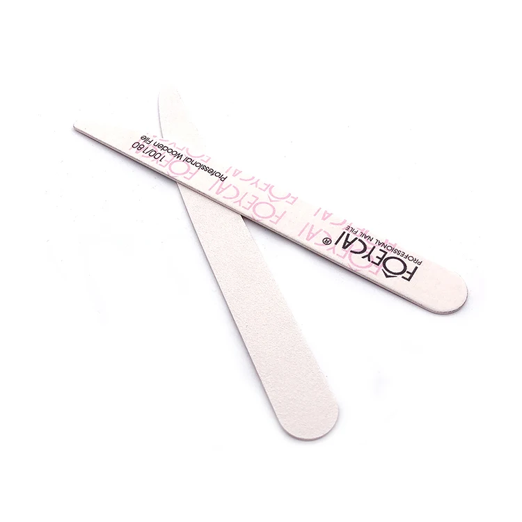 Custom Printing wooden 100 120 220 Grit double sided nail file professional with logo