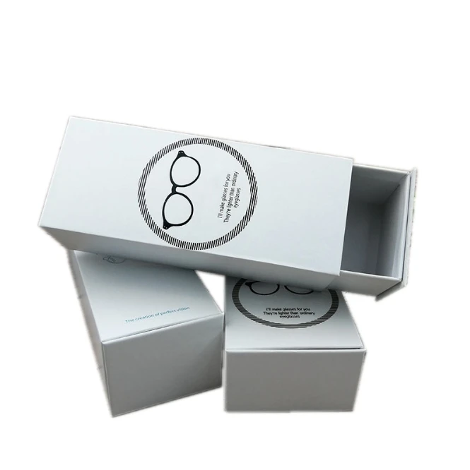 Elegant Black Hardcover Packaging Box High Quality Customized Hard Pull Out Sunglasses Paper Gift Box